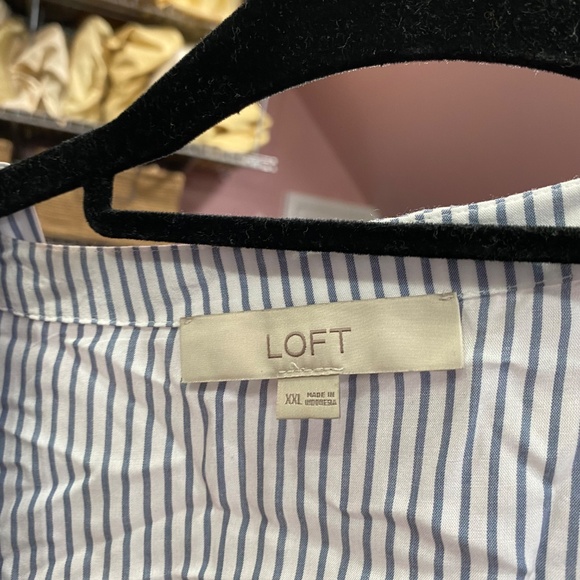 LOFT Stripped Wrap Shirt with Tie Waist - Picture 4 of 8